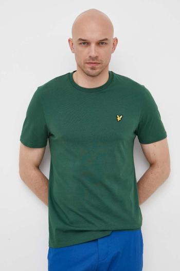 Bavlnené tričko Lyle & Scott zelená farba, jednofarebné