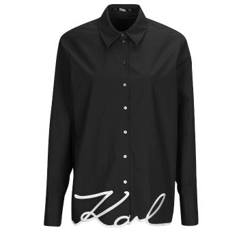 Karl Lagerfeld  KARL HEM SIGNATURE SHIRT  Košele a blúzky Čierna