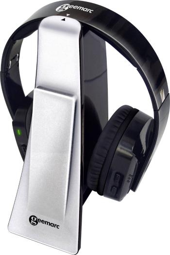 Geemarc CL7400 OPTI bezdrôtové TV slúchadlá Over Ear cez uši ľahký strmeň, regulácia hlasitosti striebornočierná