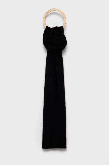 Vlnený šál Polo Ralph Lauren čierna farba, jednofarebný