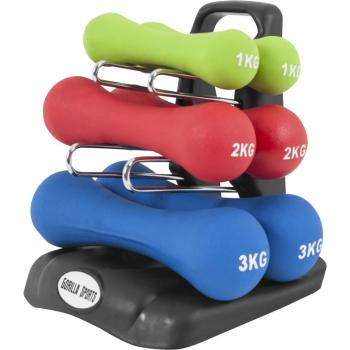 Gorilla Sports 12 kg ergonomický set jednoručiek so stojanom