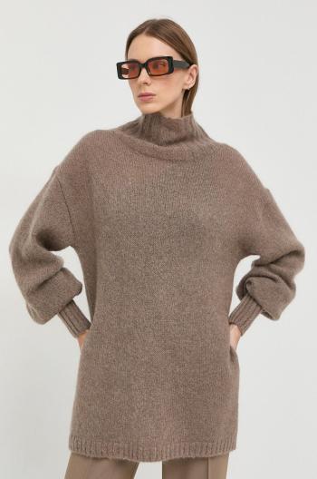 Vlnený sveter By Malene Birger Comine dámsky, hnedá farba, s rolákom
