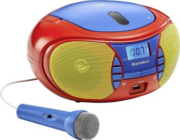 Karcher RR 5026 CD-rádio FM CD, USB  vr. mikrofónu červená, modrá, žltá