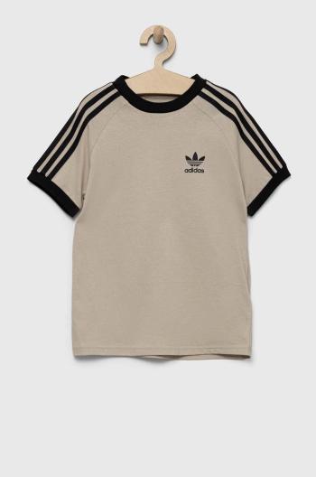 Bavlnené tričko adidas Originals béžová farba, s potlačou