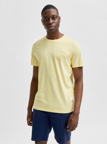 Svetložlté tričko s potlačou Selected Homme Carter