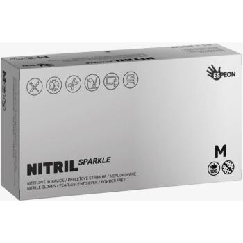 Espeon Nitril Sparkle Pearlescent Silver nitrilové nepudrované rukavice veľkosť M 2x50 ks