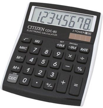 Citizen Office CDC 80 stolná kalkulačka čierna Displej (počet miest): 8 solárny pohon, na batérie (š x v x h) 108 x 24 x