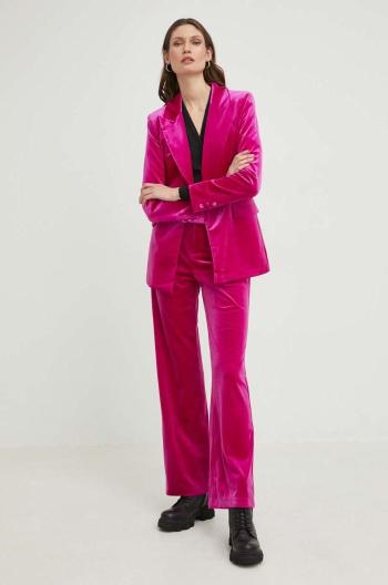 Nohavice Answear Lab dámske, ružová farba, široké, vysoký pás