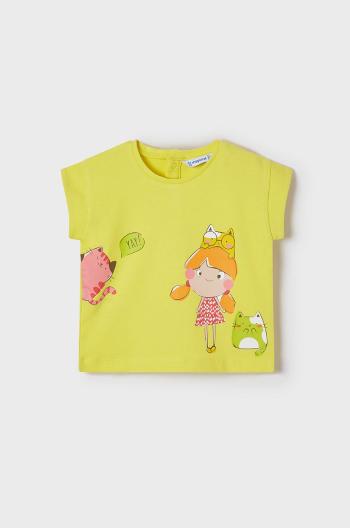 Detské bavlnené tričko Mayoral žltá farba,