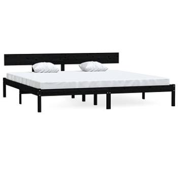 Rám postele čierny masívna borovica 180 × 200 cm UK Super King, 810166