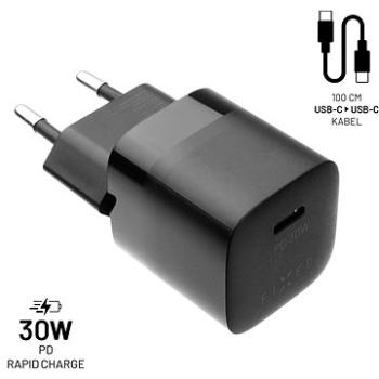 FIXED PD Rapid Charge Mini s USB-C výstupom a USB-C/USB-C káblom podpora PD 1 m 30 W čierna (FIXC30M-CC-BK)