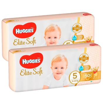 2x HUGGIES® Elite Soft Plienky jednorázové 5 (15-22 kg) 50 ks