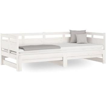 Výsuvná posteľ biela masívna borovica 2× (90 × 190) cm, 820323