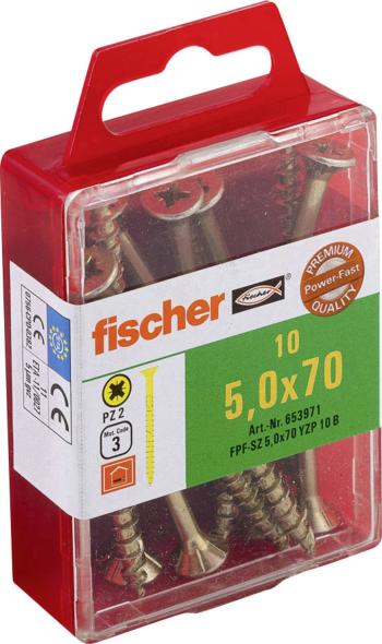 Fischer  653971 skrutka so zápustnou hlavou 5 mm 70 mm krížová dražka Pozidriv     glavanizované zinkom 10 ks