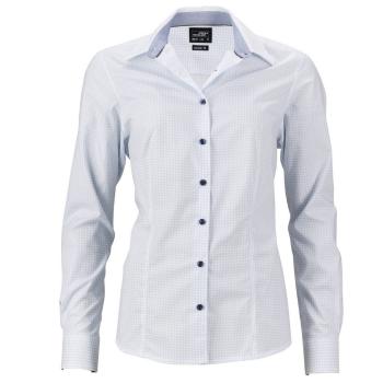James & Nicholson Dámska luxusná košeľa Dots JN673 - Biela / svetlomodrá | XL