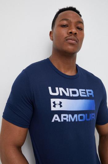 Tričko Under Armour pánske, tmavomodrá farba, s potlačou