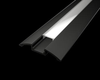 LED Solution Nástenný profil pre LED pásiky N4 čierny varianty: Profil + Nacvakávací opálový kryt 2m