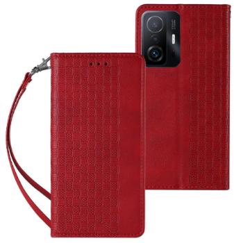 MG Magnet Strap knižkové kožené puzdro na Samsung Galaxy A52 5G, červené