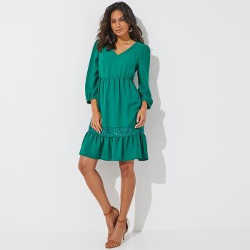 Blancheporte Jednofarebné šaty so šnurovaním vzadu zelená 50