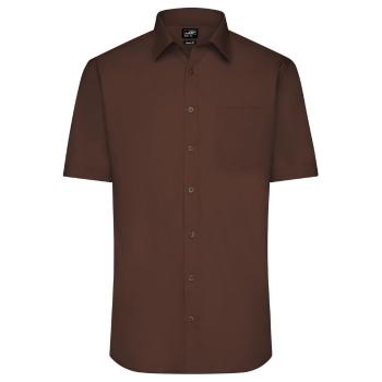 James & Nicholson Pánska košeľa s krátkym rukávom JN680 - Hnedá | XXXL