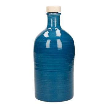 Modrá keramická fľaša na olej Brandani Maiolica, 500 ml