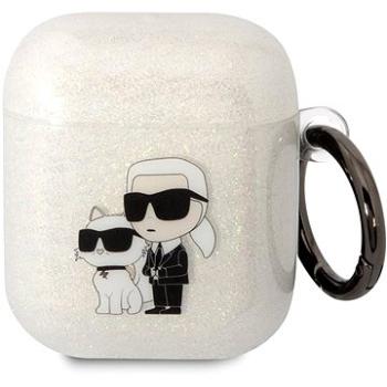 Karl Lagerfeld 3D Logo NFT Karl and Choupette TPU Glitter Puzdro na Airpods 1/2 White (KLA2HNKCTGT)