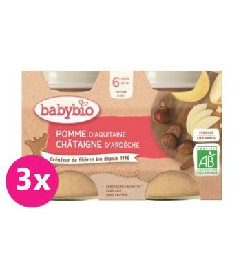 3x BABYBIO Jablko s gaštanovým pyré (2x 130 g) - ovocný príkrm