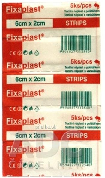 Fixaplast Strips náplasť 6 x 2 cm textilná s vankúšikom 5 ks