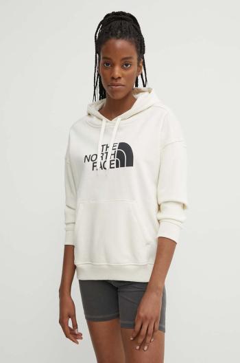 Bavlnená mikina The North Face W Light Drew Peak Hoodie dámska, biela farba, s kapucňou, s potlačou, NF0A3RZ4QLI1