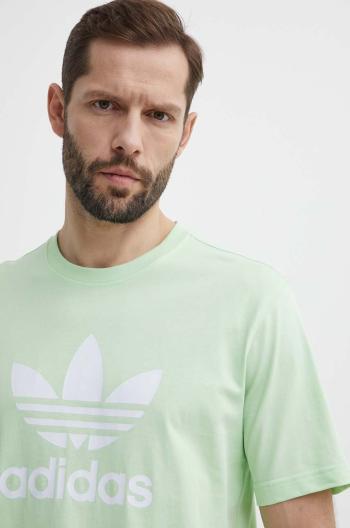 Bavlnené tričko adidas Originals pánske, zelená farba, s potlačou, IR7979