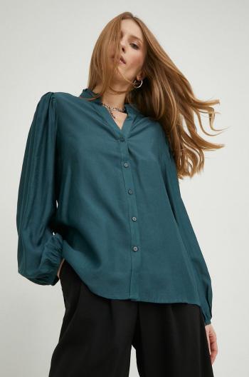 Košeľa Answear Lab dámska, zelená farba, voľný strih