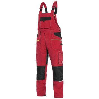 Canis Montérkové nohavice s náprsenkou CXS STRETCH - Červená / čierna | 52
