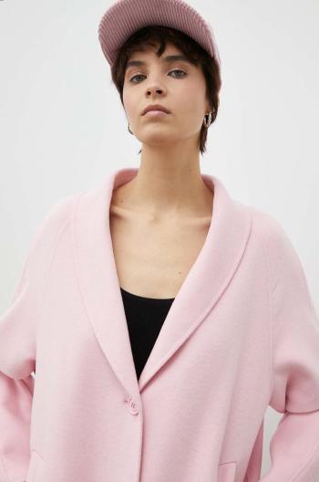 Vlnený kabát American Vintage ružová farba, prechodný, oversize