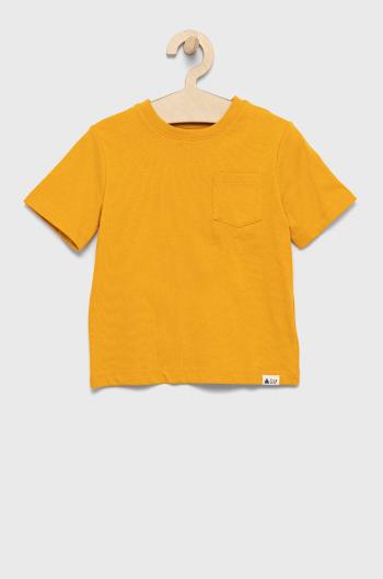 Detské bavlnené tričko GAP žltá farba, jednofarebný