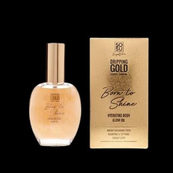 SOSU COSMETICS Hydratačný telový olej Born to Shine s trblietkami Golden 50 ml