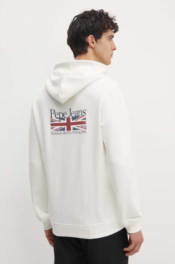 Bavlnená mikina Pepe Jeans SEDRIC P pánska, biela farba, s kapucňou, s potlačou, PM582710