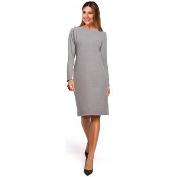 Style  Šaty S178 Svetrové šaty s dlhým rukávom - sivé  viacfarebny