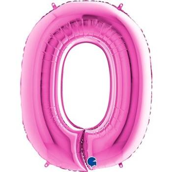 Fóliový balónik, 102 cm, číslica „0“, ružový (8435102305111)