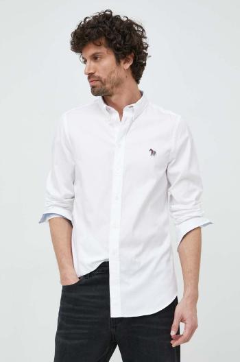 Bavlnená košeľa PS Paul Smith pánska, biela farba, slim, s golierom button-down