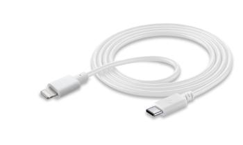 USB-C datový kabel CellularLine s konektorem Lightning, 120 cm, bílý 