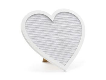 PartyDeco Svadobná tabuľa - Biele srdce 31 x 29 cm