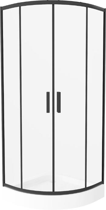MEXEN/S - Rio štvrťkruhový sprchovací kút 90 x 90 cm, transparent, čierna + vanička Rio, 863-090-090-70-00-4710