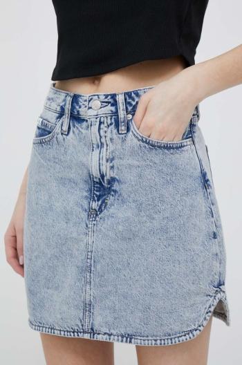 Rifľová sukňa Calvin Klein Jeans mini, rovný strih