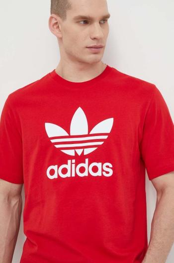 Bavlnené tričko adidas Originals Trefoil pánske, červená farba, s potlačou, IR8009