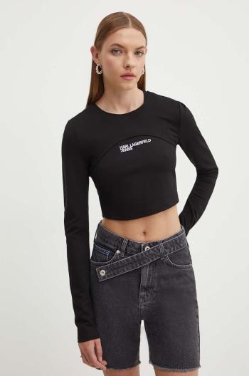 Tričko s dlhým rukávom Karl Lagerfeld Jeans dámske, čierna farba, 245J1704