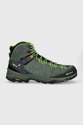 Topánky Salewa Alp Trainer 2 Mid GTX pánske, zelená farba, zateplené