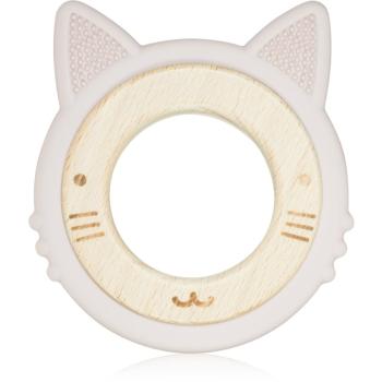 BabyOno Wooden & Silicone Teether hryzadielko Kitten 1 ks