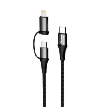 Dudao L20 kábel USB-C / USB-C PD 60W + Lightning 18W QC 3.0 1m, šedý (L20 gray)