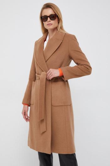 Vlnený kabát Lauren Ralph Lauren hnedá farba, prechodný,