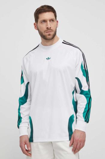 Tričko s dlhým rukávom adidas Originals pánske, biela farba, s potlačou, IS0221